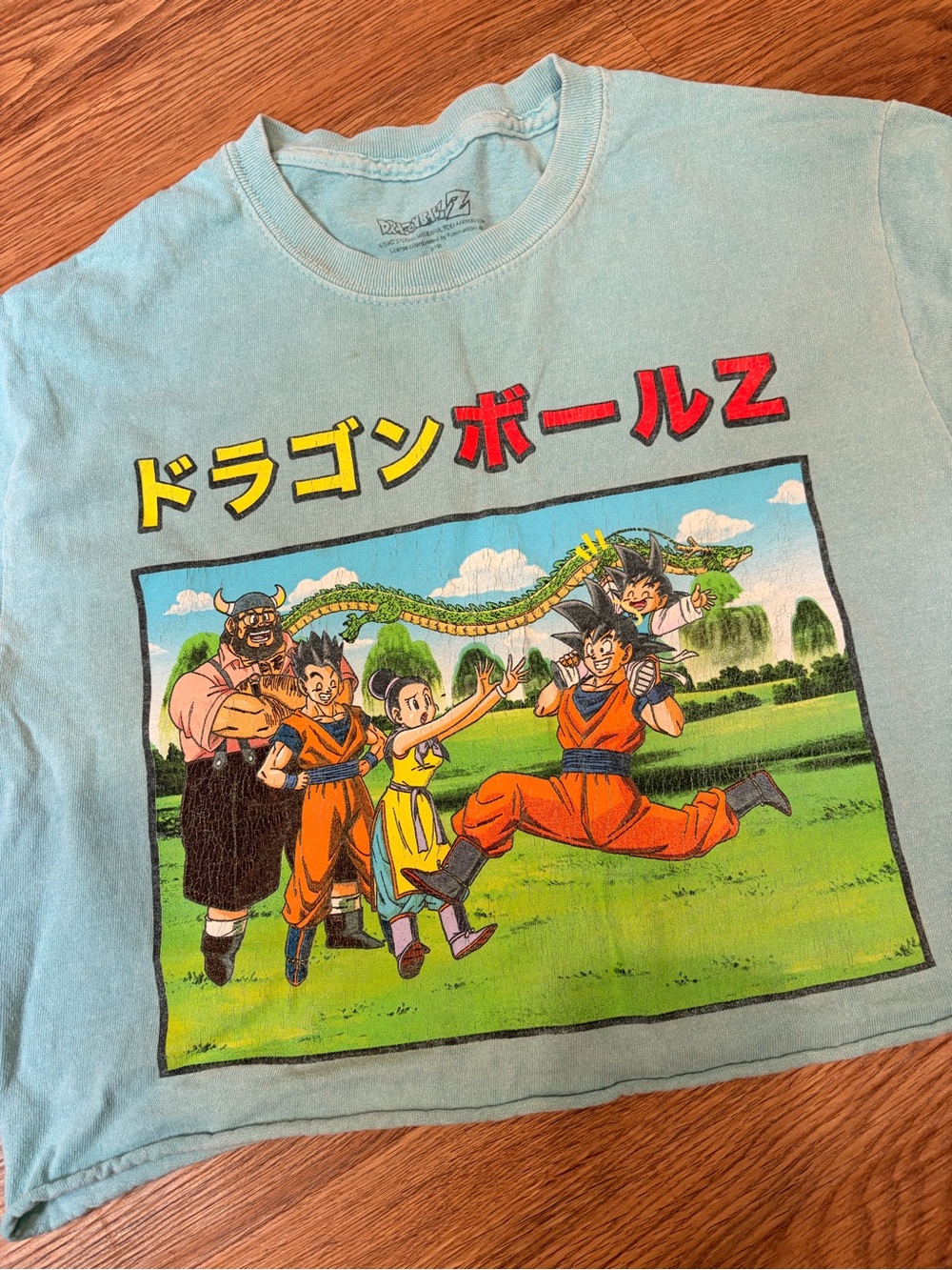 Vintage Japanese Dragon Ball Z Light Blue Cropped Graphic Tee